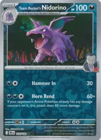 Destined Rivals Team Rocket's Nidorino #118/182 reverse holo